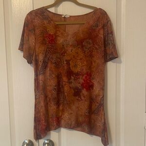 Brittany Black Warm Floral Short Sleeve Top